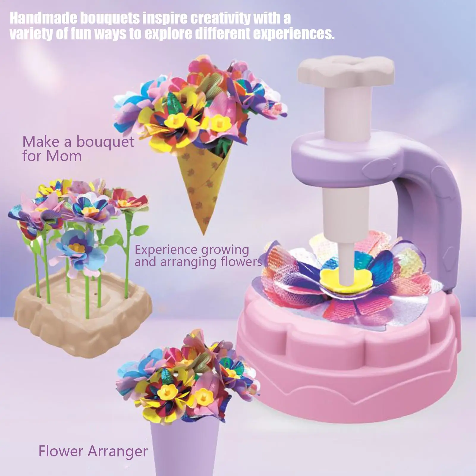Fabric Flower Bouquets Craft Kit Flowers Making Toy Arts and Crafts Educational Learning Arts Activity for 4-8 Years Old