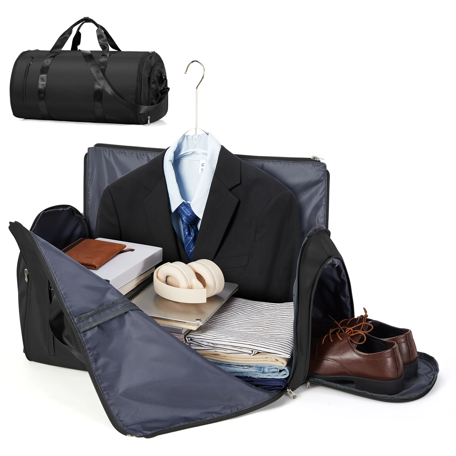 Tas Duffel Lipat Multifungsi untuk Perjalanan - 2-in-1 Organizer Jas Gantung & Tas Koper Jinjing untuk Perjalanan Bisnis