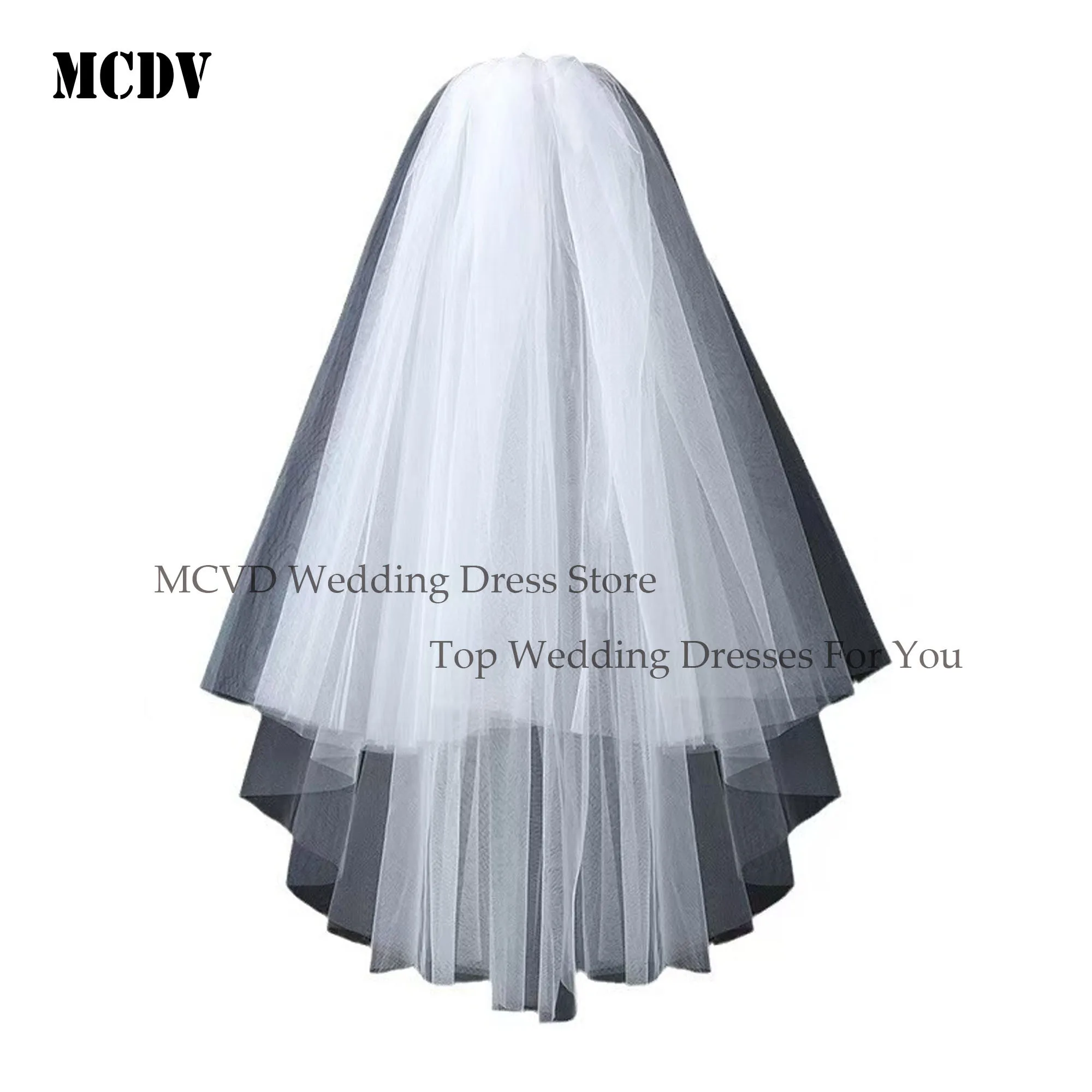 MCDV Cheap Short Wedding Veil With Comb Cut Edge 2 Layers Simple Mariage Accessories 2025