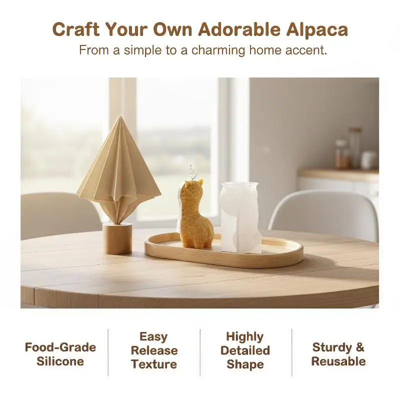 Alpaca Shape Silicone Mold Non-Toxic for DIY Scented Candle Soap Polymer Clay Epoxy Resin Craft Home Window Decor
