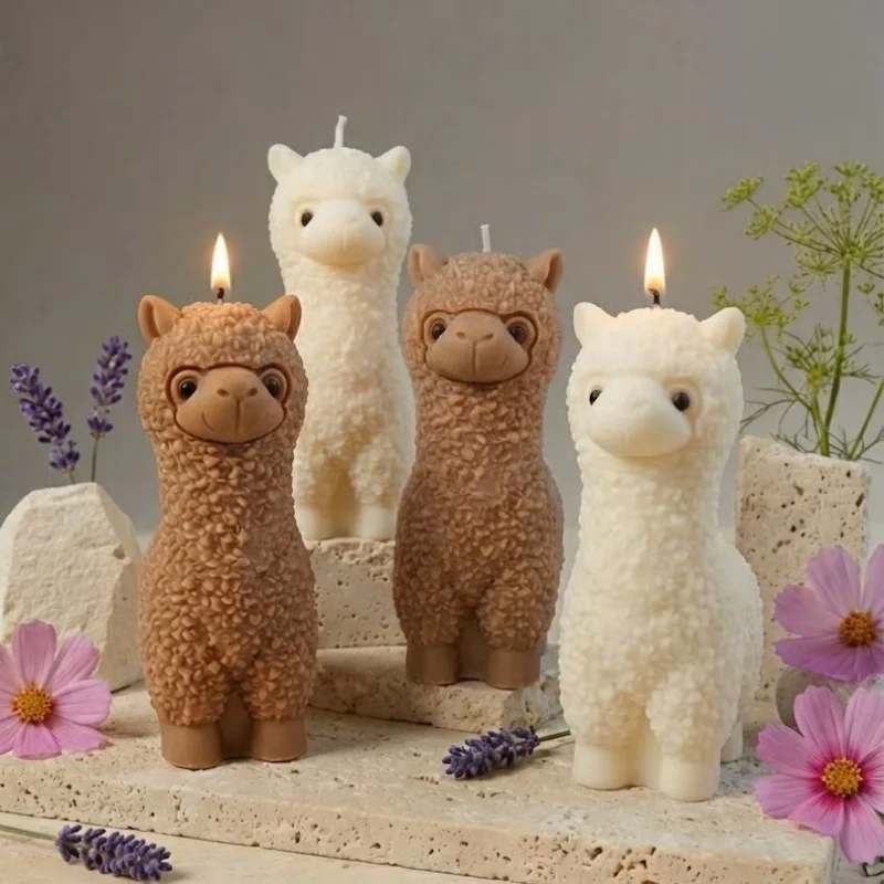 Molde de silicone para velas de alpaca - adequado para fabricação de velas, resina epóxi, artesanato em sabão - molde para presente de decoração de casa