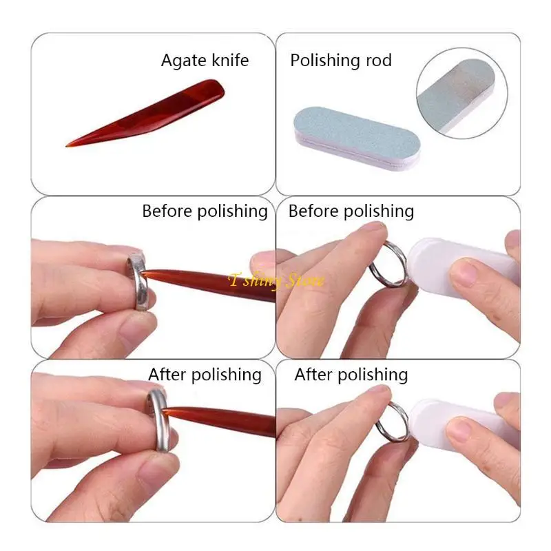 Ring Size Measurement Tool Set Includes Ring Size Meter Ring Size Adjuster Jewelry Polishing Cloth Polished Agate