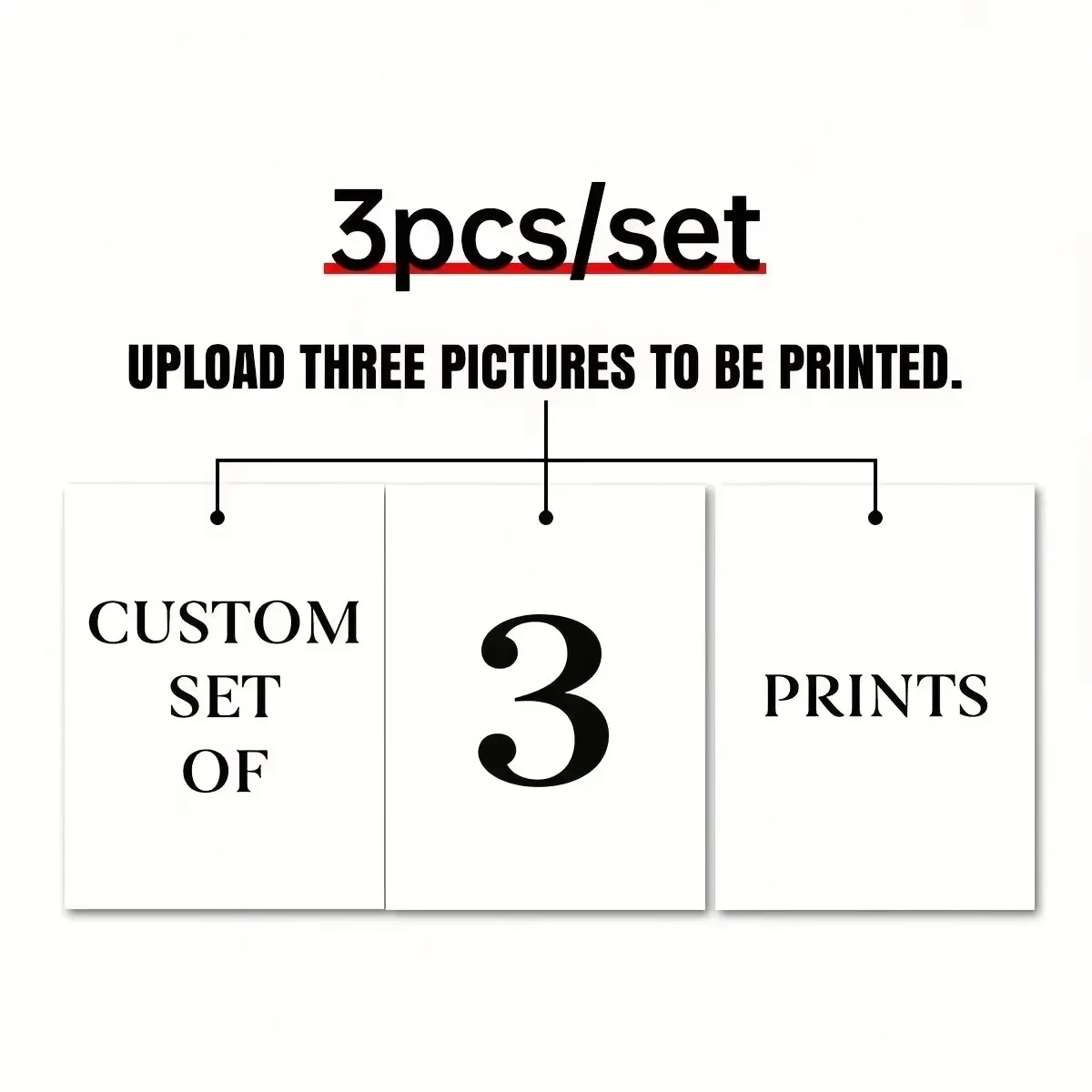 3pcs/set Custom Canvas Printing Personalized Photo Suitable for Family Life Pets Scenery Couple Weddings Home Decor Poster Gifts