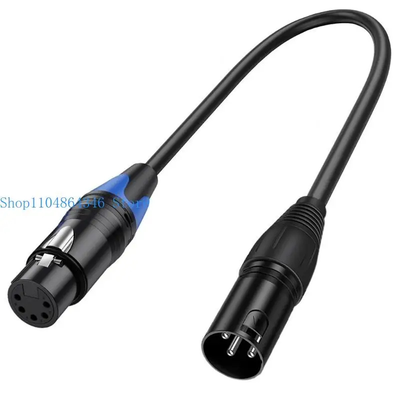 652F 3 Pin to 5 Pin Short Cable Male Female XLR Audioed Cord, XLR3P to XLR5P Connector Wire Line for Stage Lights