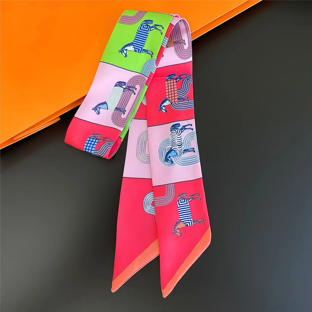 Silk Neck Scarfs Skinny Women Fashion Print Lady Hand Bag Scarf Hair Band Ribbon Decoration Head Wristband Tie 2022 Fashion