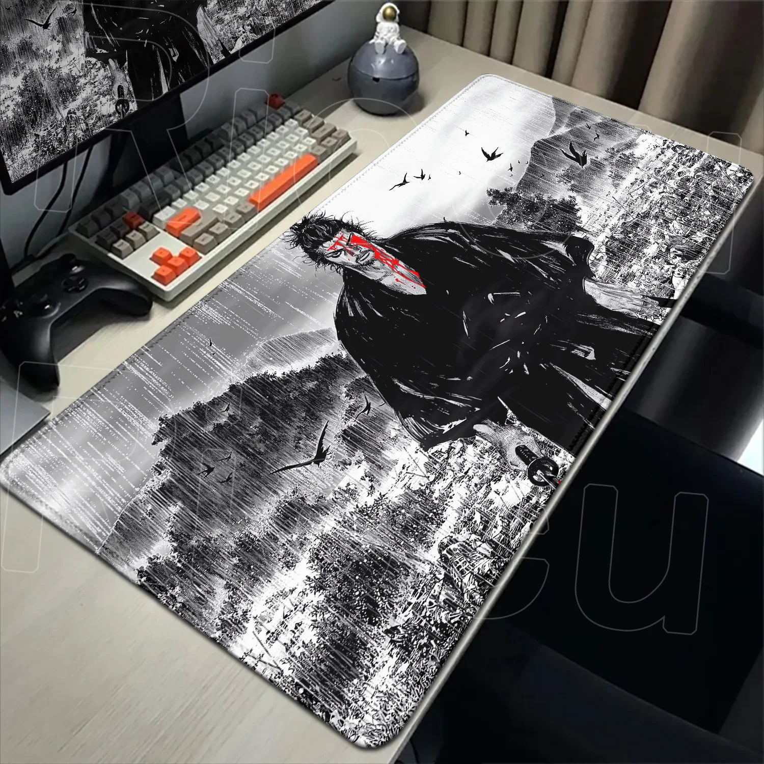 New Comic Black White Samurai Mouse Pad Computer Laptop Wanderer Miyamoto Musashi Mousepad XXL Laptop Computer Gamer Accessories
