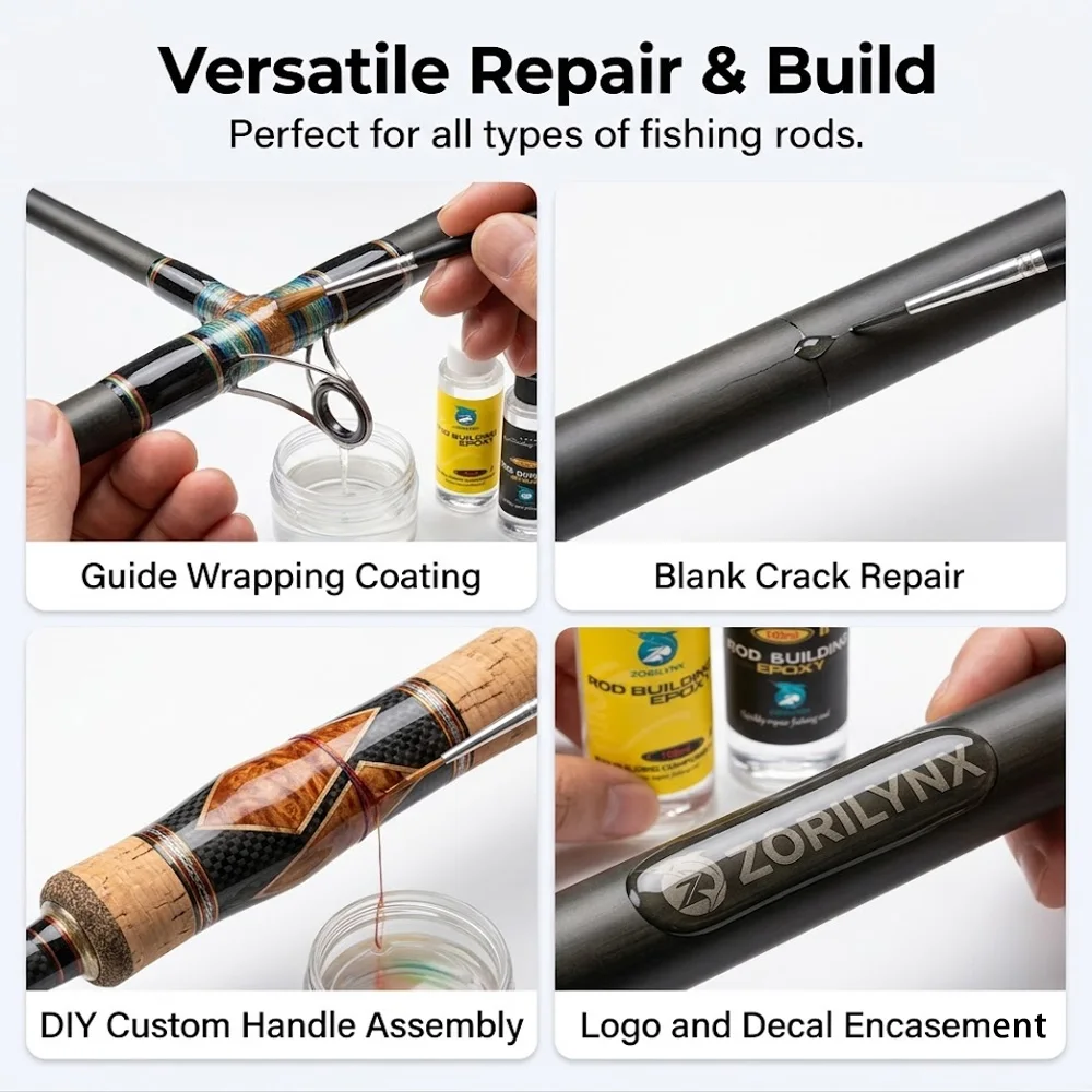 100 ml x2 Epoxidharz AB-Kleber für den Rutenbau, kristallklares Harz für die Reparatur von Angelruten, Beschichtungskomponente, DIY-Finishing-Set ZORILYNX – Detail 6