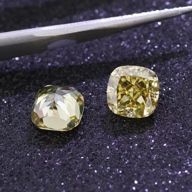 

Big Sale Real Moissanites Stone Lemon Color VVS1 Cushion Cut Loose Diamonds Stone Wholesale For Ring Jewelry Make