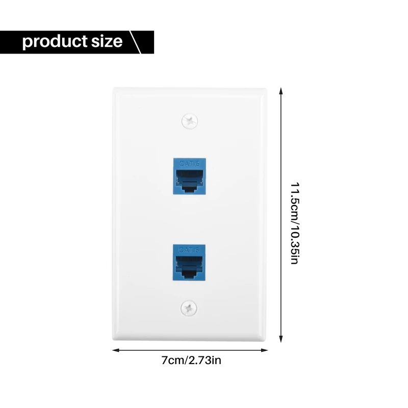 Piastra a parete Ethernet con staffa di montaggio a bassa tensione, presa a muro per cavo Ethernet Keystone Cat6 a 2 porte a banda singola