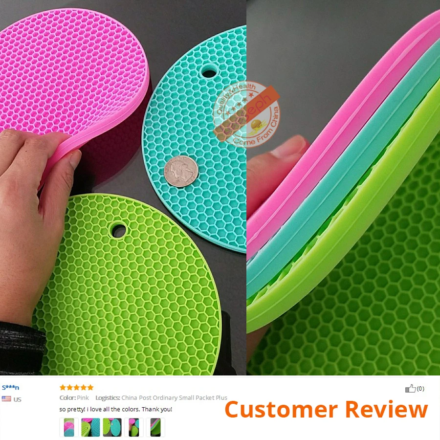 Silicone Pot Holders Trivets Mat Multipurpose Round Pot Holders Trivets Jar Openers Food Safe Heat Resistant  Eco-Friendly Mat