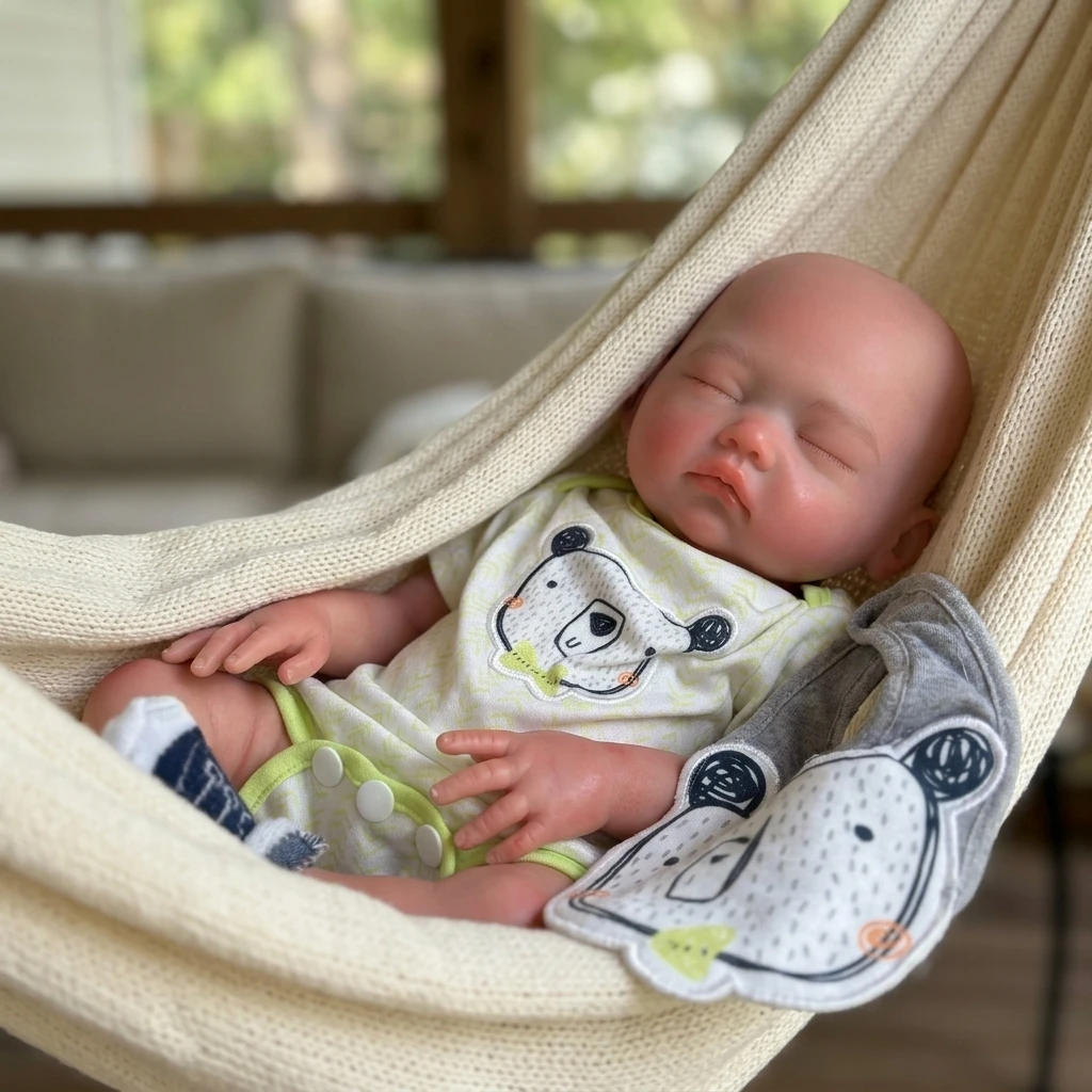18 Inch Full Body Silicone Reborn Doll Bald Closed-Eyes Design Lifelike Hand Painted Waterproof Mini Newborn Collectible