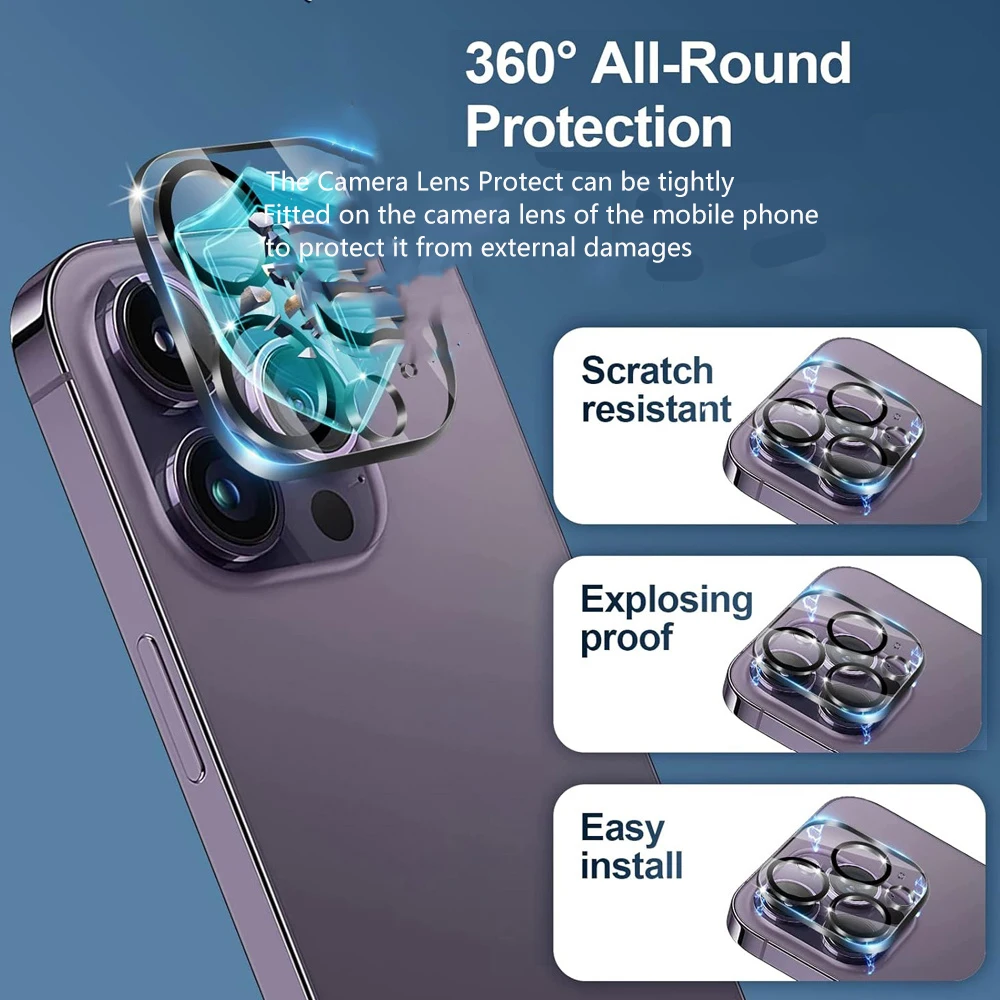 [3 +1] proteção de tela hd para iphone 16 15 14 13 12 11 pro max filme de lente de câmera de vidro temperado para iphone16 plus 13 mini