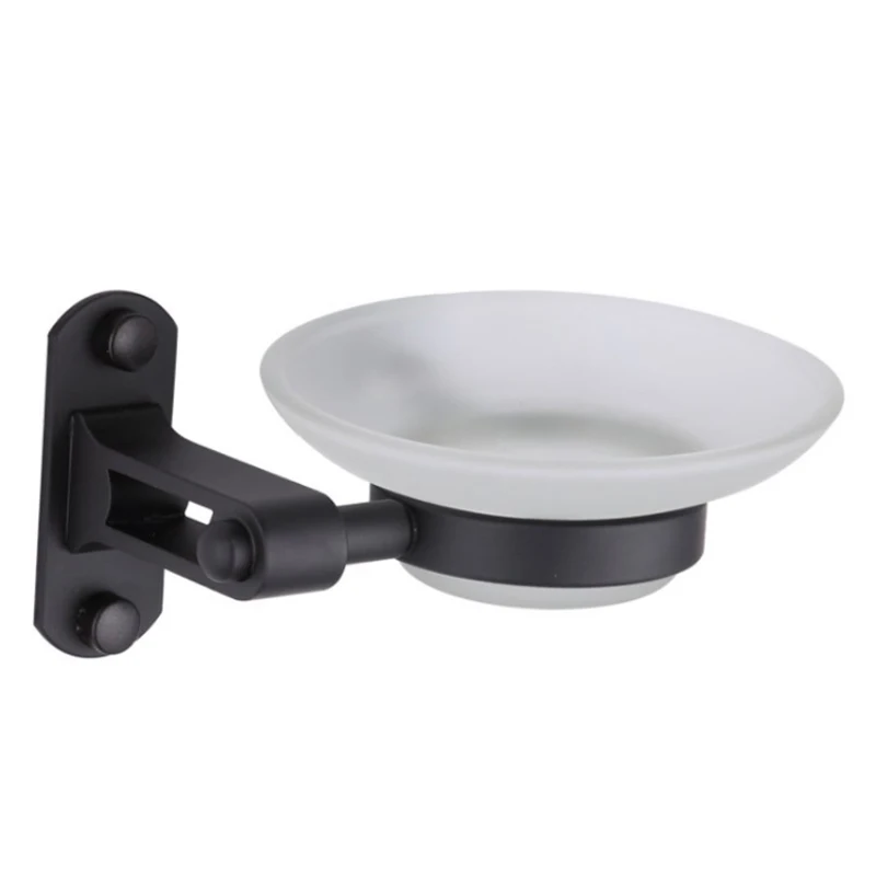 BLACK Suction Cup Soap Dish Holder Shower Bathroom Kitchen Wall Mounted Soap Basket Box Square Sucker Strong Iron Accessories