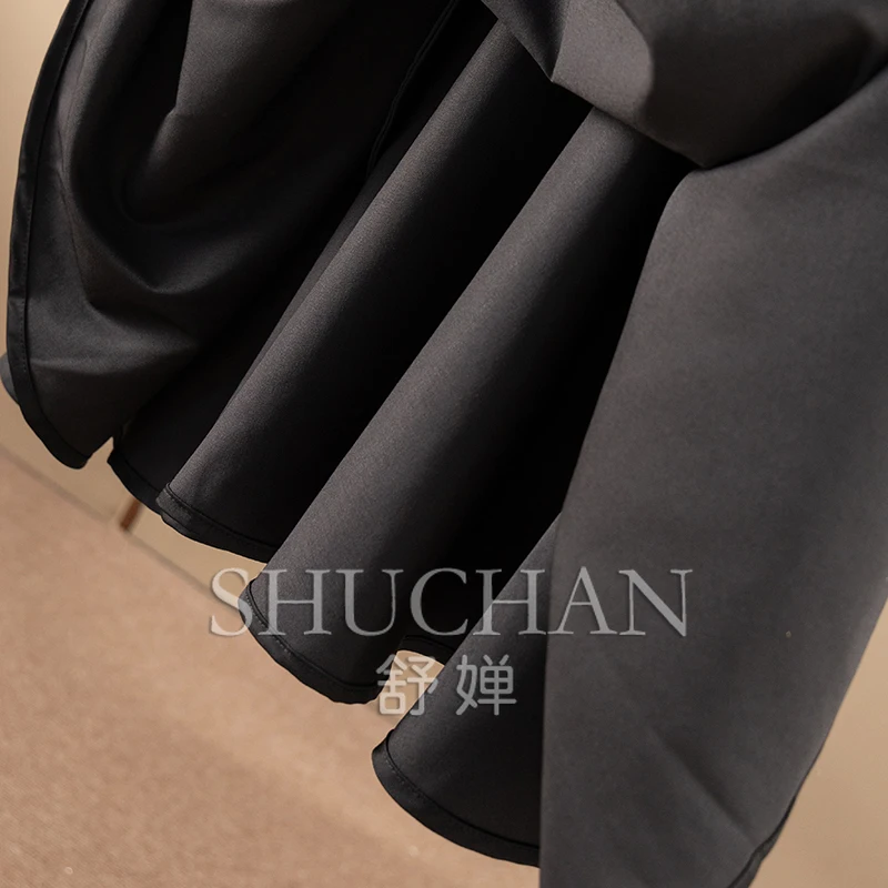 2025 미니멀리스트 & 독특한 불규칙 스플라이스 3M 라지 스커트 반팔 티셔츠 드레스 여성