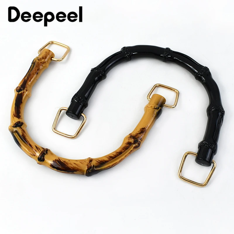 Deepeel-asas de plástico para bolso de mujer, accesorio de mano de bambú de imitación, color negro, 2 piezas, 10/12cm