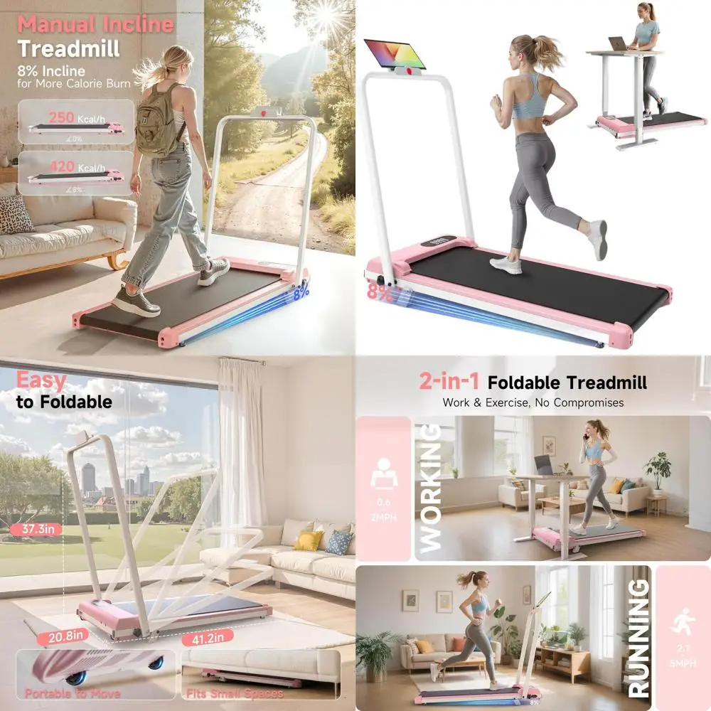 

Compact Incline Walking Pad Treadmill, Quiet Under Desk Exercise Machine with Remote, 300+ LB Capacity & LED Display