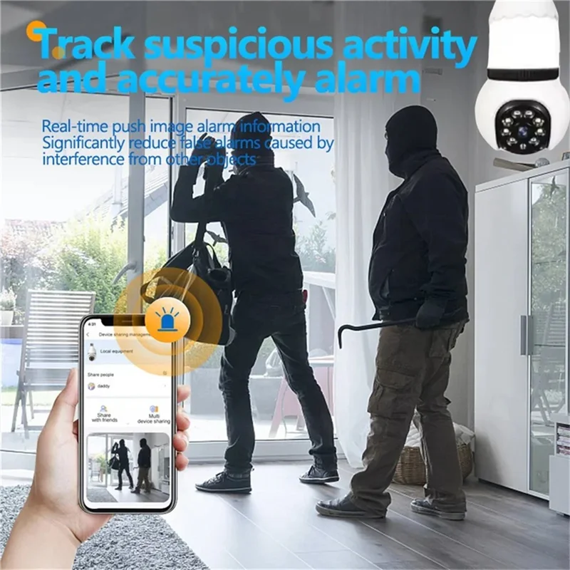 

FULL-Smart Wifi Camera 8MP E27 Lamp Bulb LED Bulb IP Surveillance Two-Way Audio Color Night Vision 360° AI Tracking