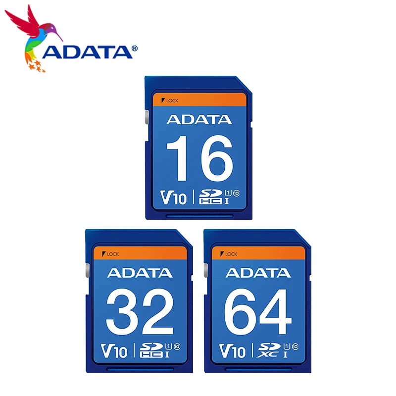 Карта памяти ADATA Premier 16 ГБ/32G/64G SDXC/SDHC UHS-I Class 10 со скоростью считывания 100 МБ/с U1 V10, водонепроницаемая и ударопрочная для камер