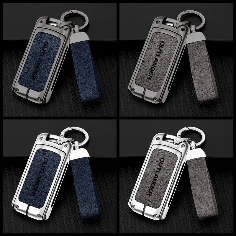 Zinc Alloy Car Key Cover Case Holder Shell Protector for Mitsubishi Outlander Remote Key Bag Buckle Keychain Auto Accessories