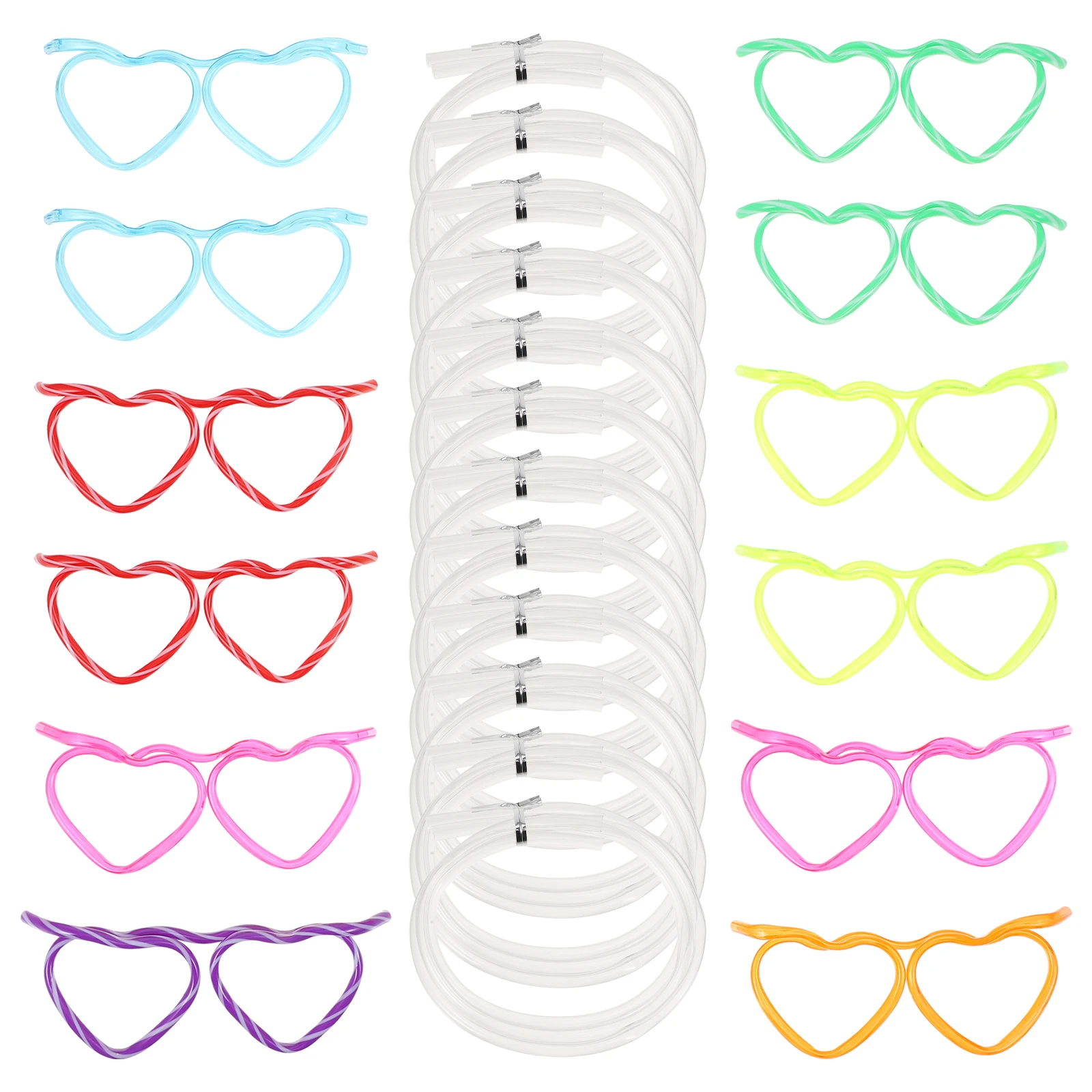 

12Pcs Flexible Glasses Shape Straws Colorful Tubes Kids Birthday Party Supplies Unique DIY Drinking Tubes Fun Straws