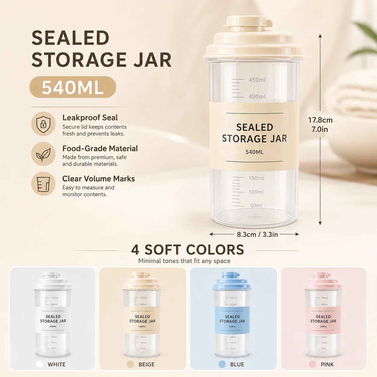 Airtight Laundry Detergent Storage Container, Moisture-Proof Washing Powder Jar with Measuring Cup, Multi-Purpose Dispenser