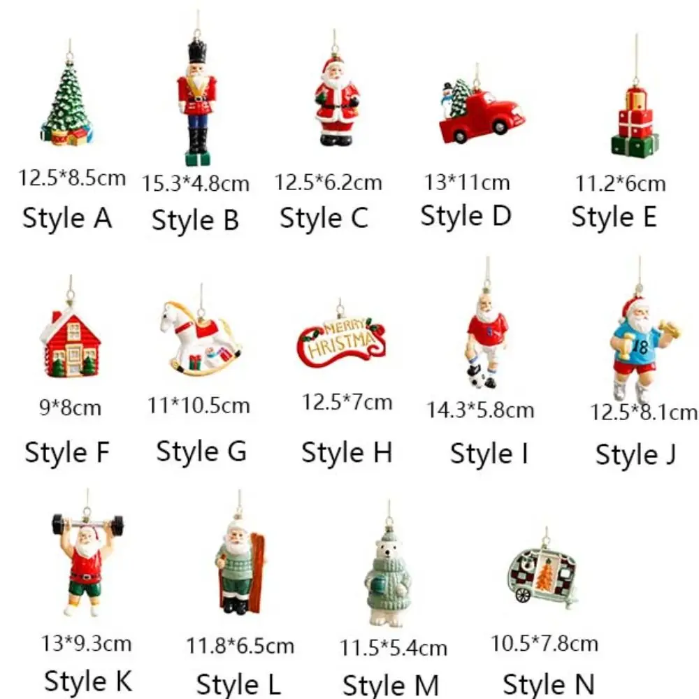 Ciondolo con statuetta di Babbo Natale 3D, albero di Natale in plastica colorata, ornamenti appesi, porta di forniture per layout di scene natalizie fai da te