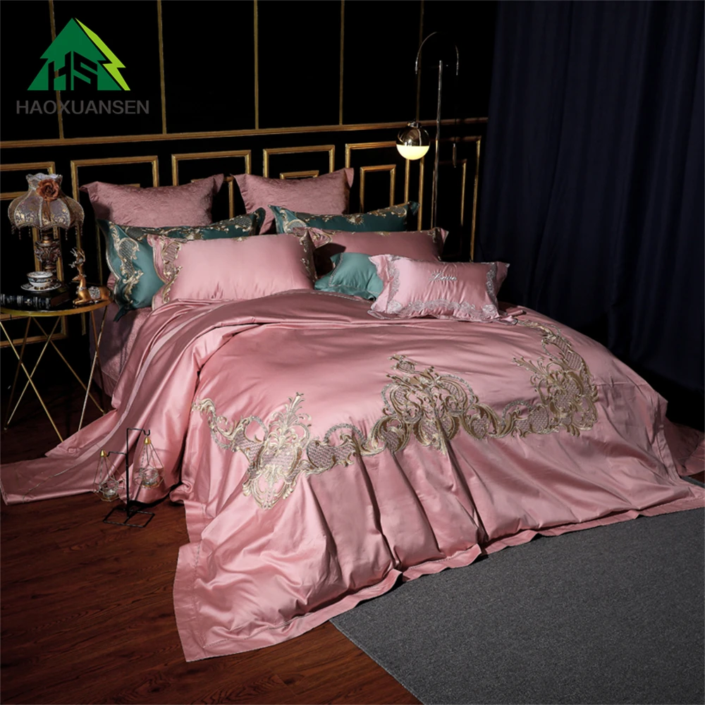 

Purplish Red Cotton Bedding Set 4/7Pieces Embroidery Queen King Size Rococo Design Bedspread Bed Sheets Pillowcase Duvet Cover