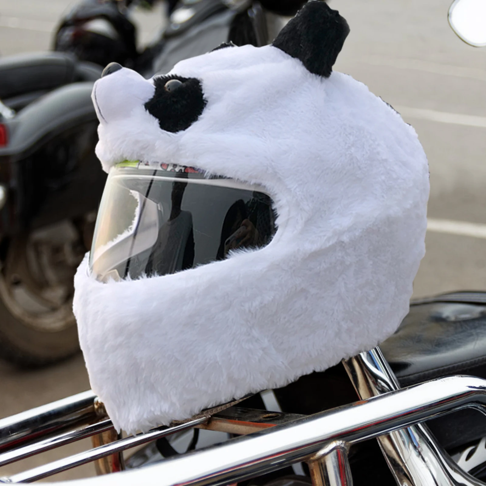 

Motorcycle Helmet Cover Sleeve Furry Motorbike Helmet Cover Animal Full Face For Adults, PV Flannel Material