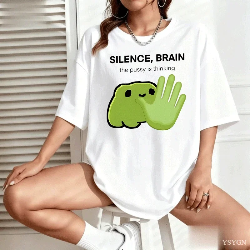 Summer Fashion Tee Silence Brain The Pussy Is Thinking Frog T-Shirt Men Women Casual Funny Graphic T Shirts Cotton Short Sleeve