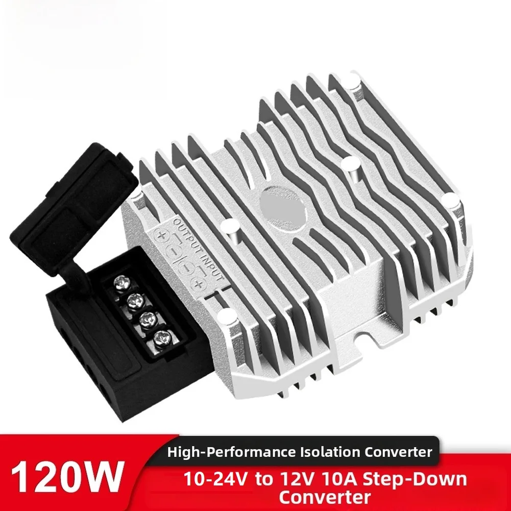 IP67 Rated Waterproof 24V to 12V 10A DC-DC Step Down Converter for Vehicles Boats Trailers and Industrial Equipment