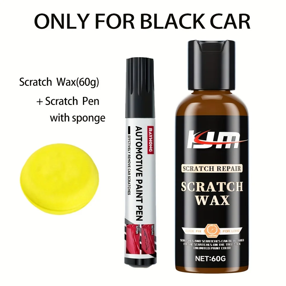 Car Wax for Scratch Repair, With Scratch Pen Repair, Sponge, Polishing Scratch Remover Anti Scratch Care Agent Polish for Car St