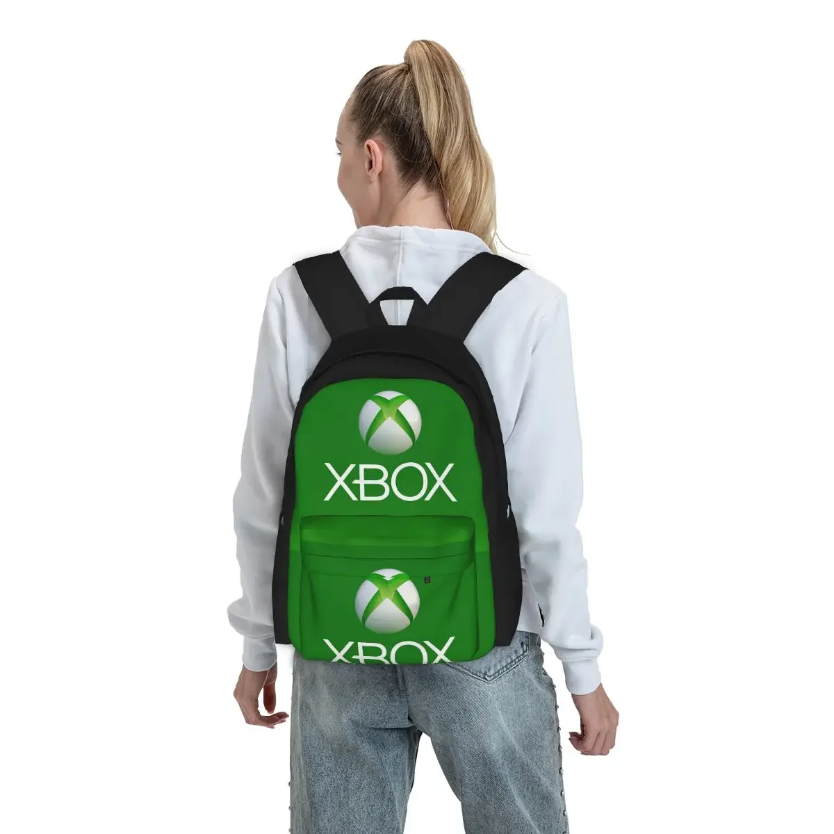 Mochilas para meninos e meninas com logotipo Xbox, mochilas escolares para estudantes, mochila de desenho animado para crianças, mochila verde, mochila para laptop