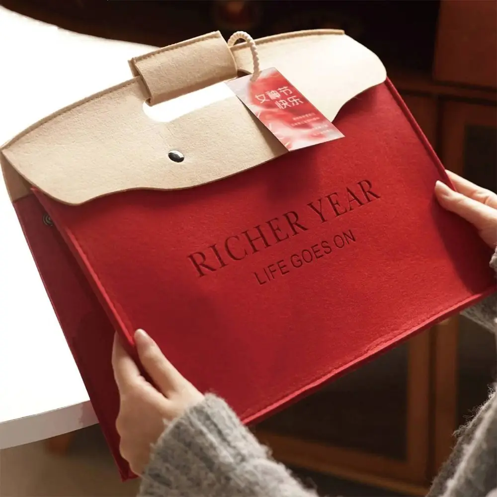 

Blessing Large Capacity Felt Handbag Portable Simple Tote Bag Universal Briefcase New Year Gift