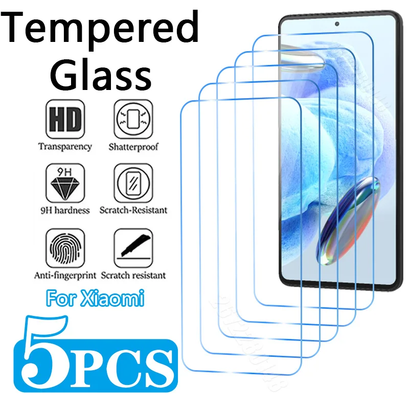 5PCS Screen Protector For Xiaomi Mi 12T 11T 10T Pro 10T Lite 5G 9T Tempered Glass For Xiaomi Mi A3 A2 Lite 11 10 9 8 Lite 5G NE