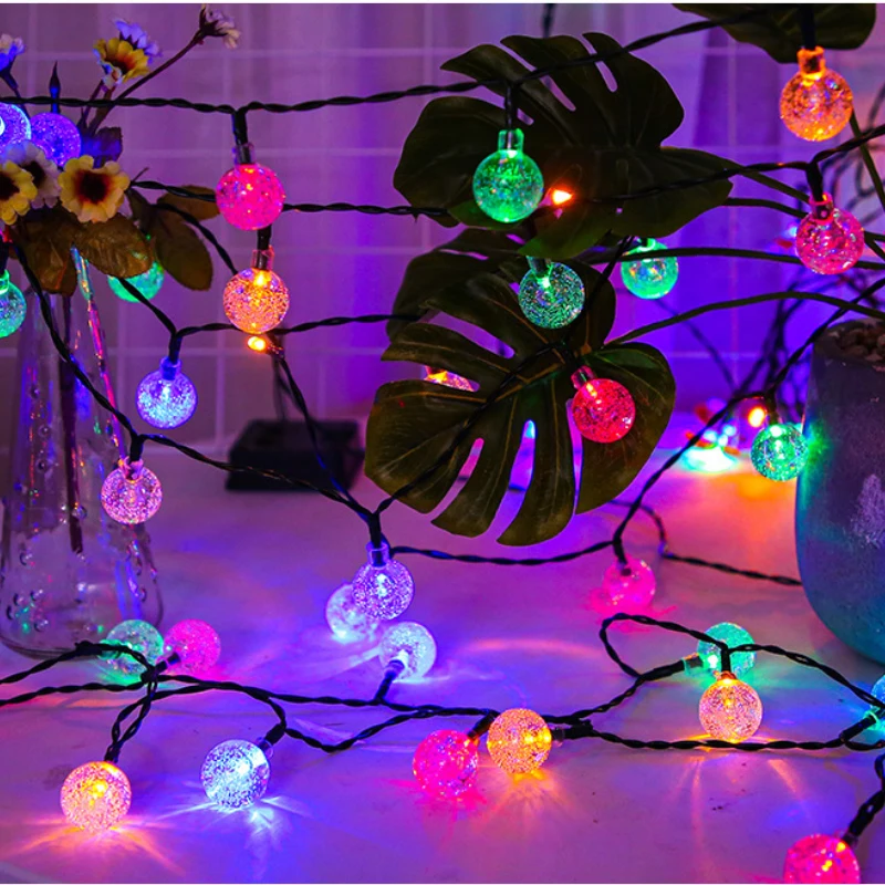 Gypsophila bola gelembung Led tali lampu peri Garland USB bertenaga baterai dekorasi Natal untuk rumah luar ruangan DIY tahan air