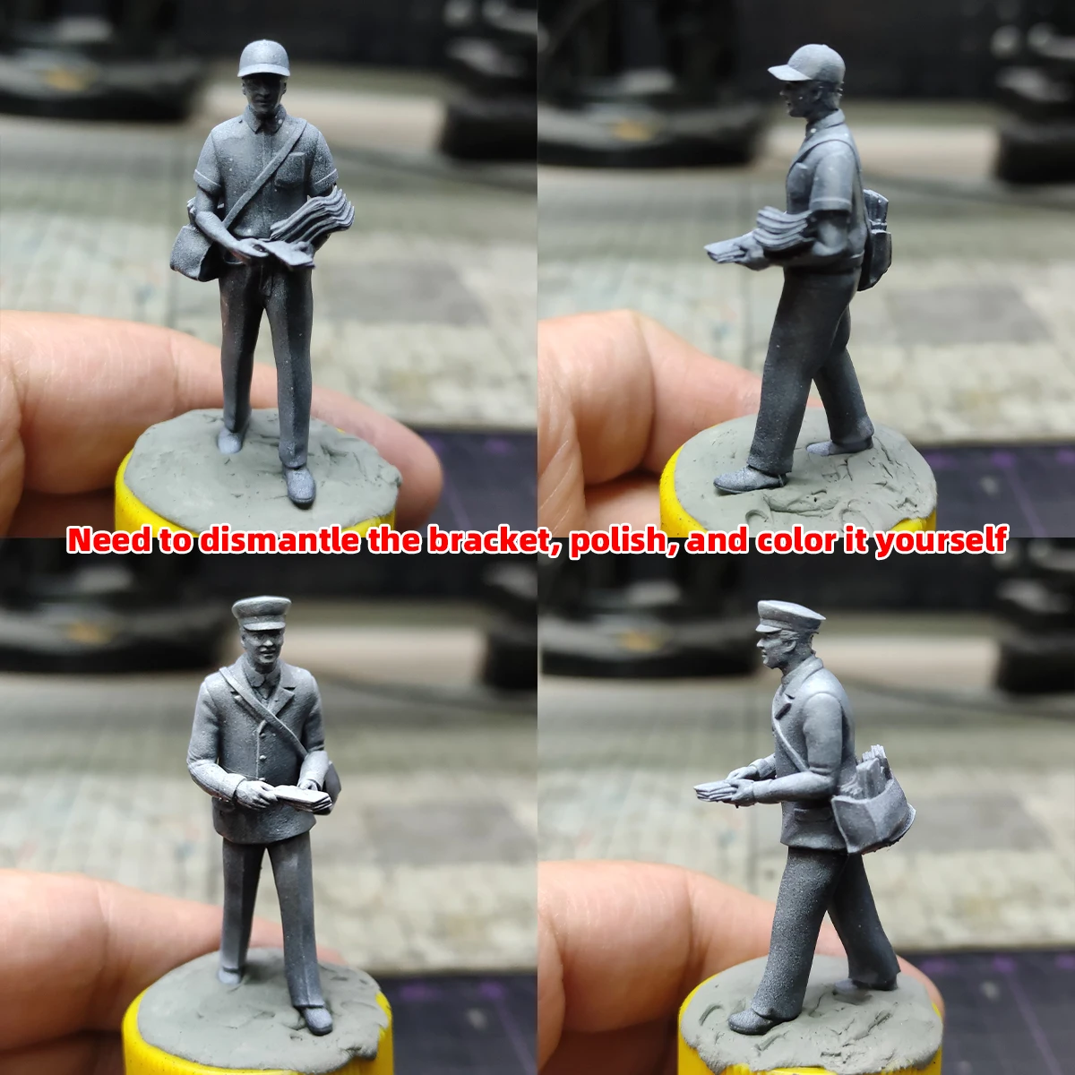 1/35-1/87 HO Miniatur-Modellbausatz Soldatenfiguren Diorama, Harz-Figuren von Zivilen & Postboten für Straßenszenen-Layout – Detail 5