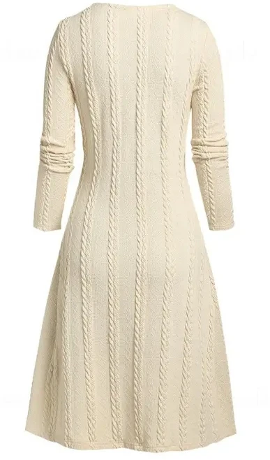 Women's Shirt Skirt New 2023 Hot Selling Fashion Patchwork Twisted Flower Pit Knitted Dress Knee Length Long Sleeve