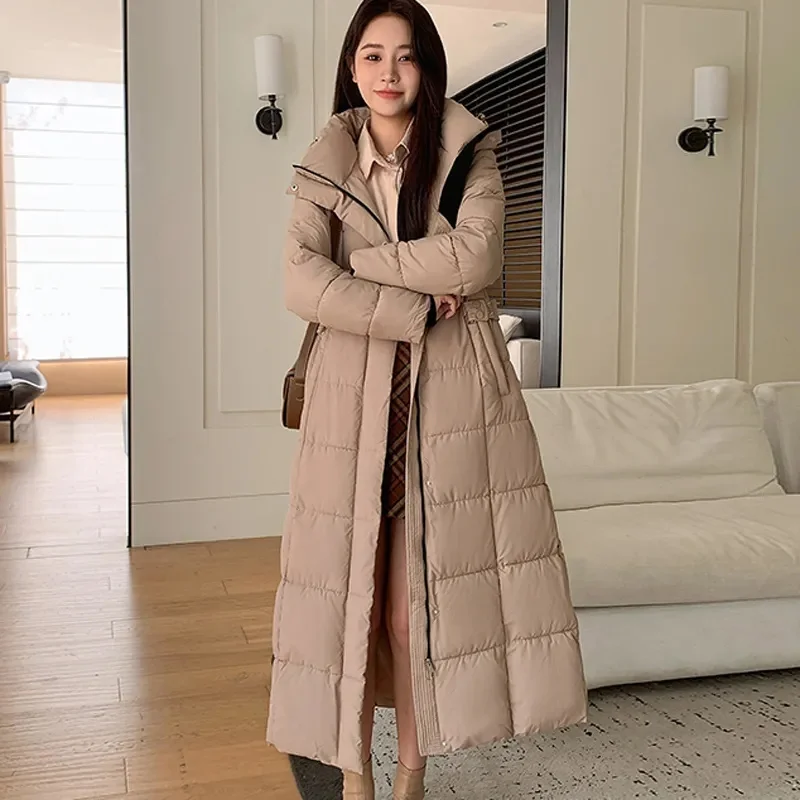 

2025 Women Winter coat Stylish Thick Warm Parkas Women Padded Long Down Cotton Over Knee Loose Overcoat
