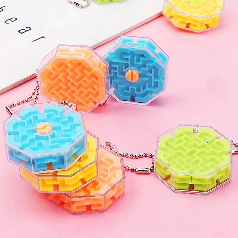 4PC with Keychain Rolling Ball 3D Maze Toys Children Birthday Party Gift Kindergarten Prize Pinata Filler Carnival Party Favors