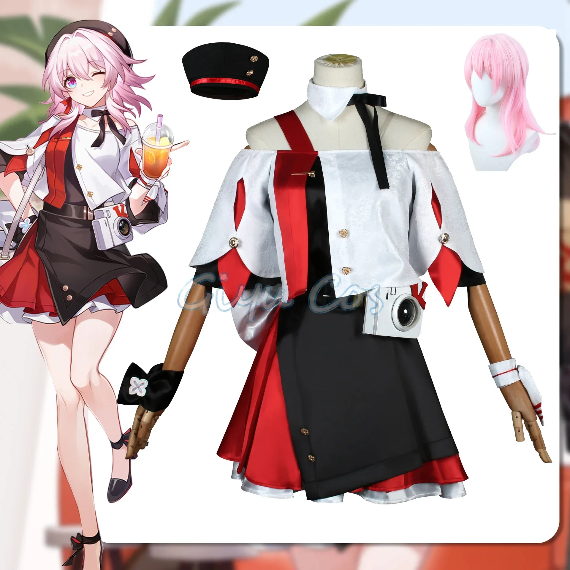 March 7th KFC Co branding Cosplay Costume Honkai Star Rail Carnival Uniform Wig Halloween Costumes Men Game Anime