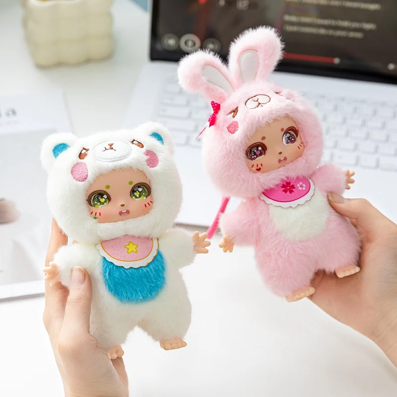 Niedliche Tiere, Vinyl-Gesicht, Plüschtiere, beliebtes gefülltes Plüschkaninchen, Katze, Bär, Maus-Spielzeug, Anhänger, Geschenk für Tierbegeisterte