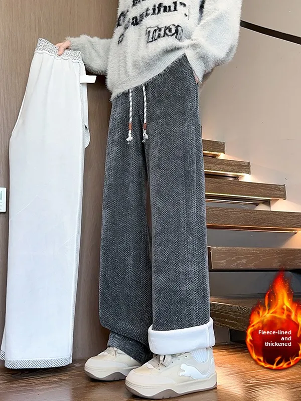 

Утепленные брюки прямого кроя на флисовой подкладке, свободные, теплые, мужские зимние повседневные брюки для активного отдыха, удобные, с узором в клетку