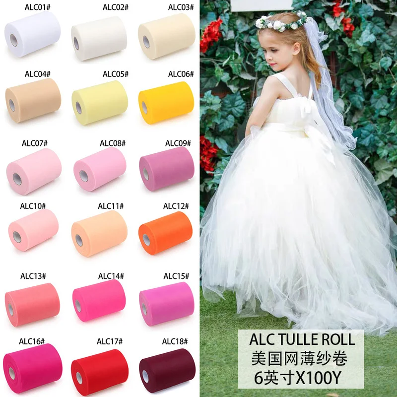 12colors Tulle Webbing Roll 100yards 15cm Organza Fabric Tutu Skirt Girl Baby Shower Christmas Wedding Decoration Party Supplies