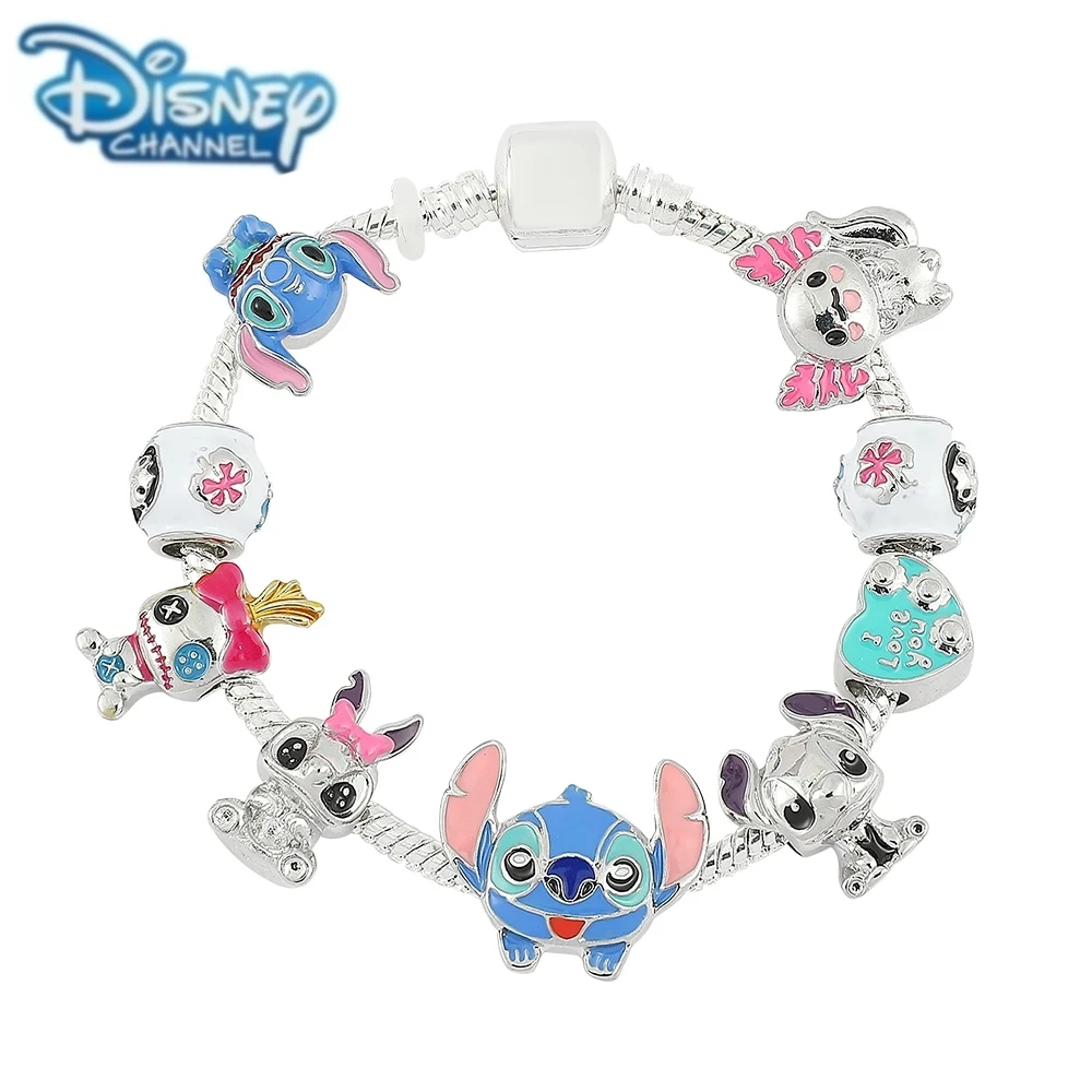 

Disney Lilo & Stitch Beaded Bracelet Kawaii Cartoon DIY Pendant Crystal Bead Bracelets Ladies Jewelry Girl Friend Birthday Gifts