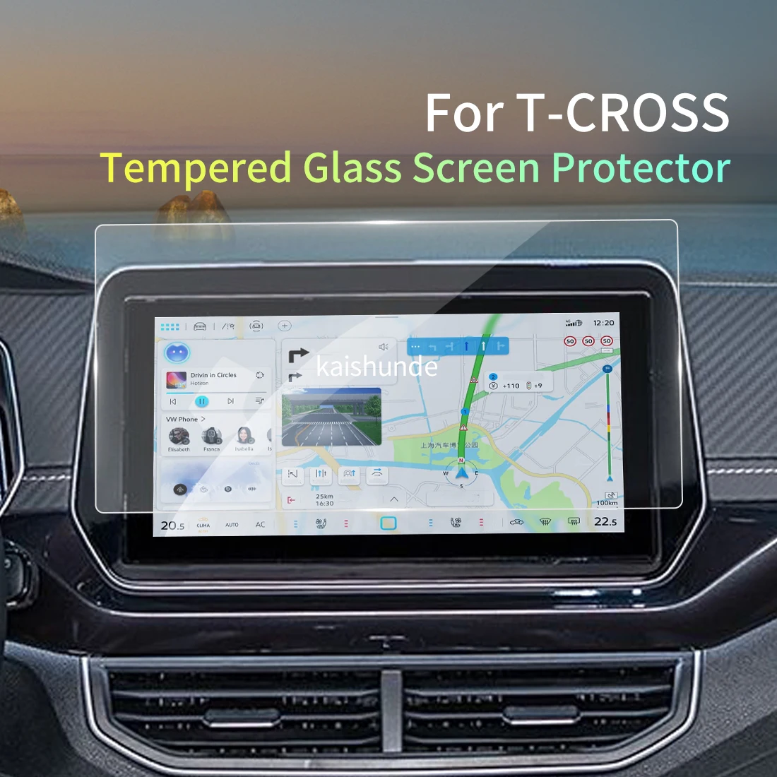 

Защитная пленка из закаленного стекла для дисплея навигации автомобиля VW T-Cross 26 (наклейки на приборную панель)