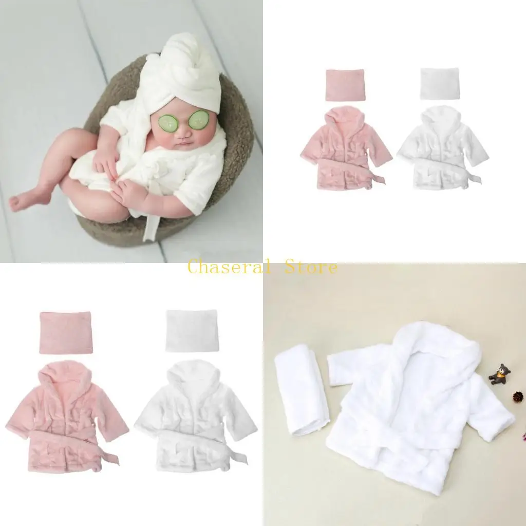 

E7CE новые детские халаты, банное полотенце, однотонная теплая одежда для фотосъемки новорожденных