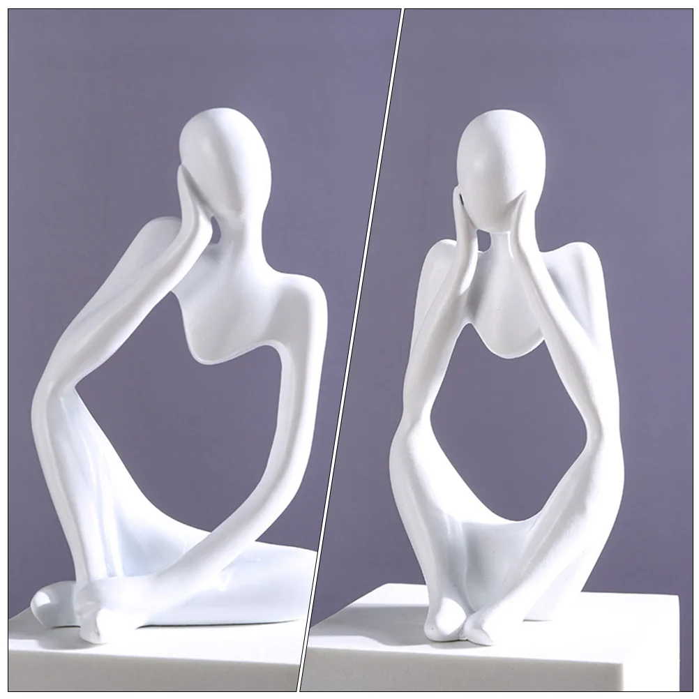 

3 Pcs Character Ornament Office Desk Decor Desktop Decorative Statue Home Household Resin Decoration Miss Abstract Figurine
