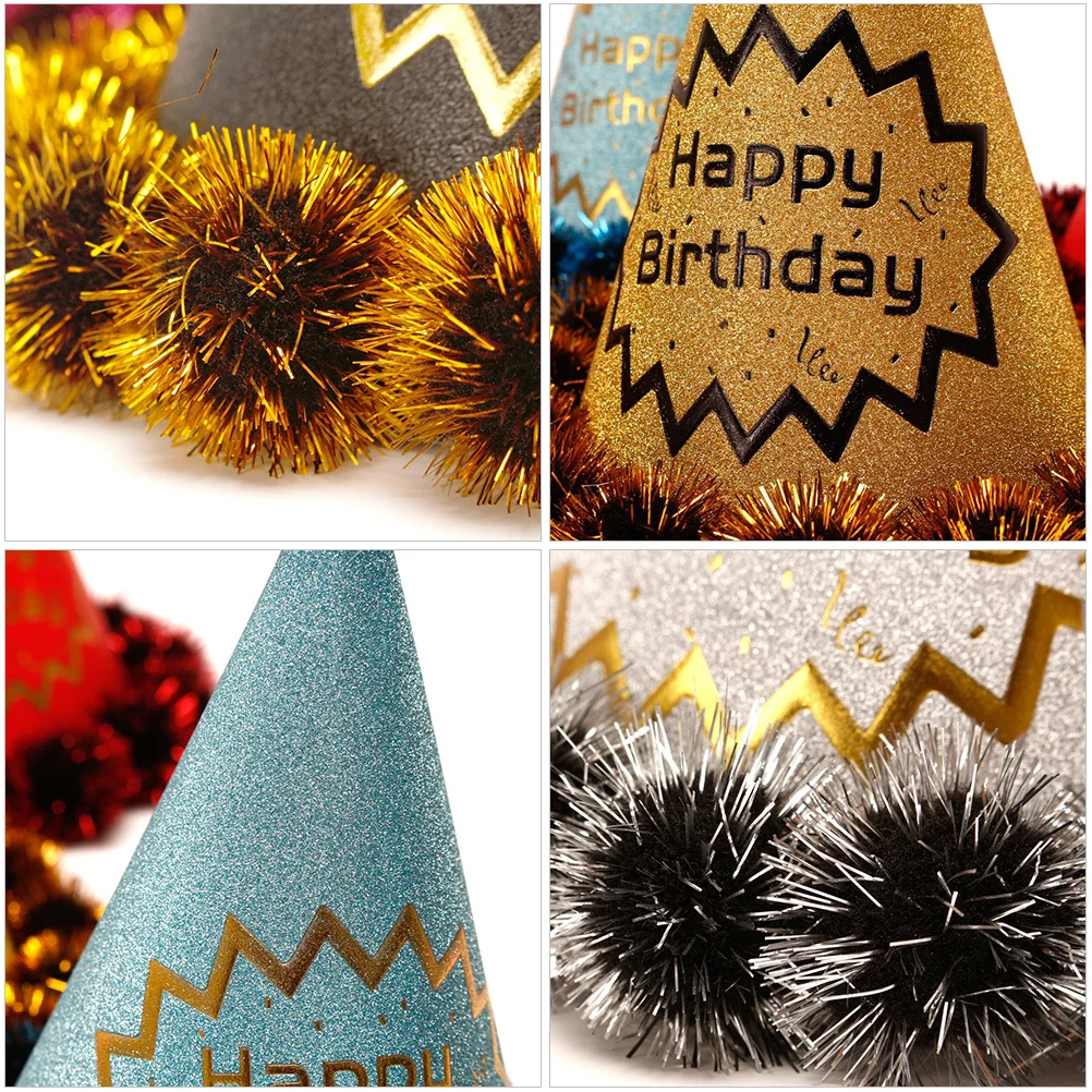 

6Pcs Fun Birthday Hats with Ball Design Exquisite Craftsmanship Party Supplies for All Ages Birthday Hat DIY Kids Hat