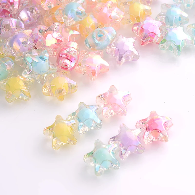 20 pcs/lot Lovely Transparent Star pentagram AB Candy Color Acrylic Spacer loose Beads in Beads For Jewelry Making DIY Necklace