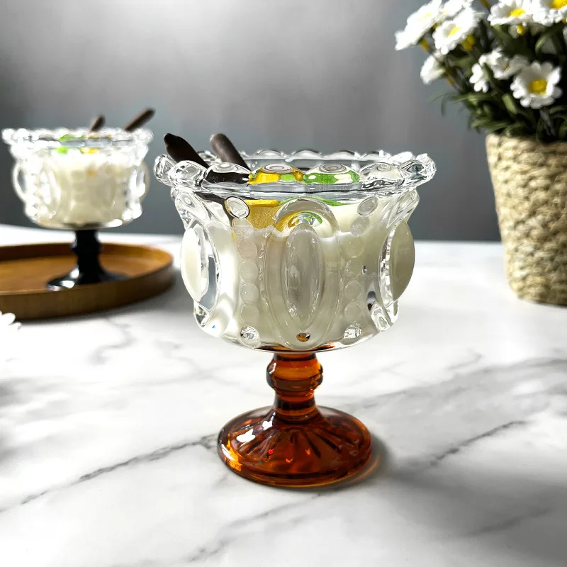 

Crystal Glass High Foot Dessert Cup Palace Wind Snow Cake Cup High Beauty Candle Holder Empty Cup